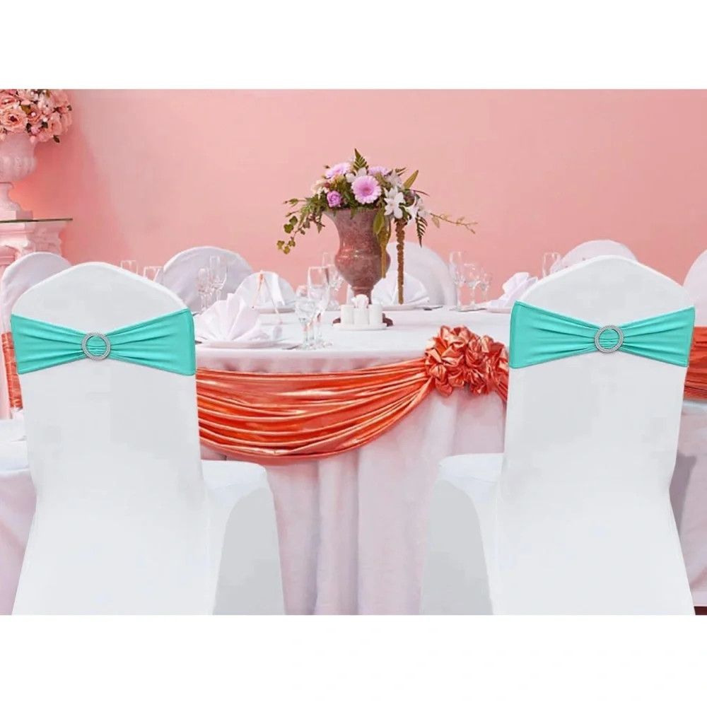 Pack of 12 Tiffany blue chairs sashes